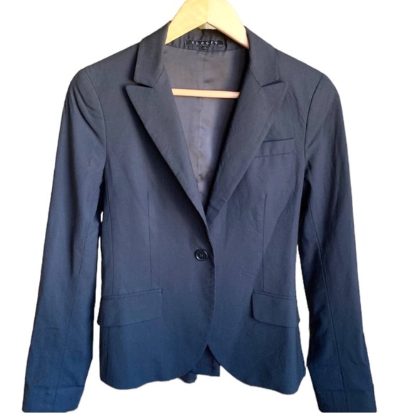 Theory Black Wool Blazer Jacket Size 4 - Picture 1 of 8